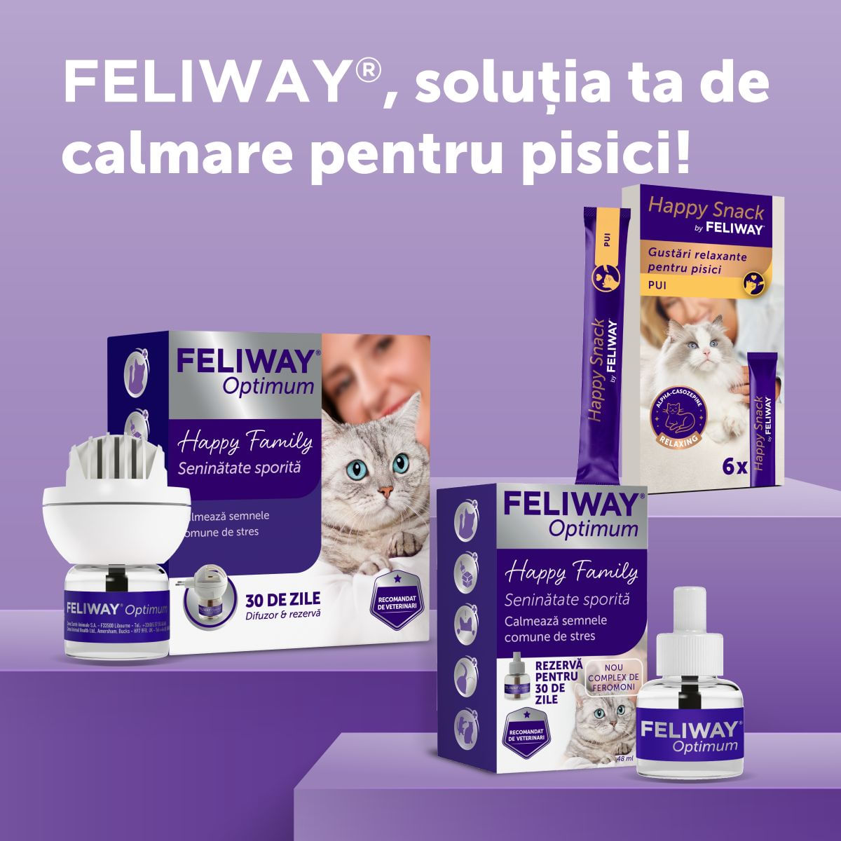 FELIWAY Optimum Rezervă diffuser, feromoni, sistem nervos &amp; calmante pisici, 48ml